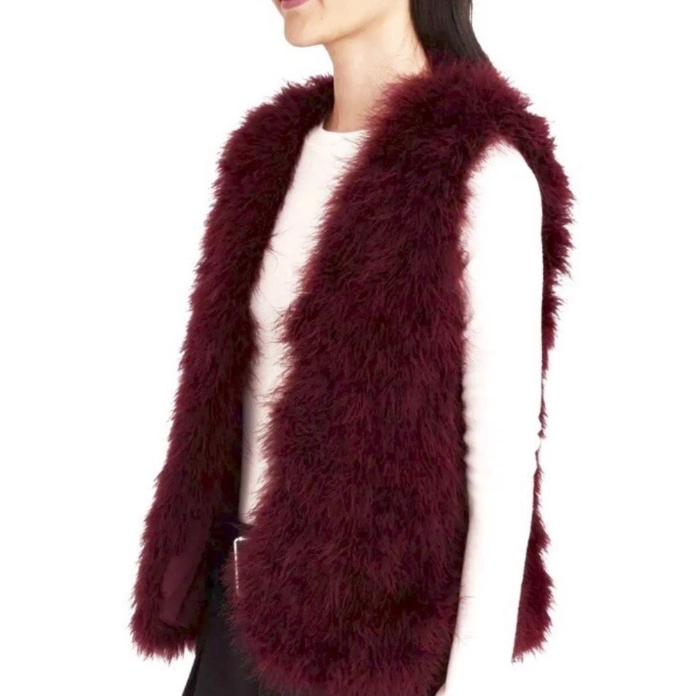 Club Monaco Deep Burgundy Faux Fur Vest
